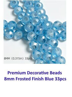 Premium Decorative Beads 8mm Frosted Finish Blue 33pcs